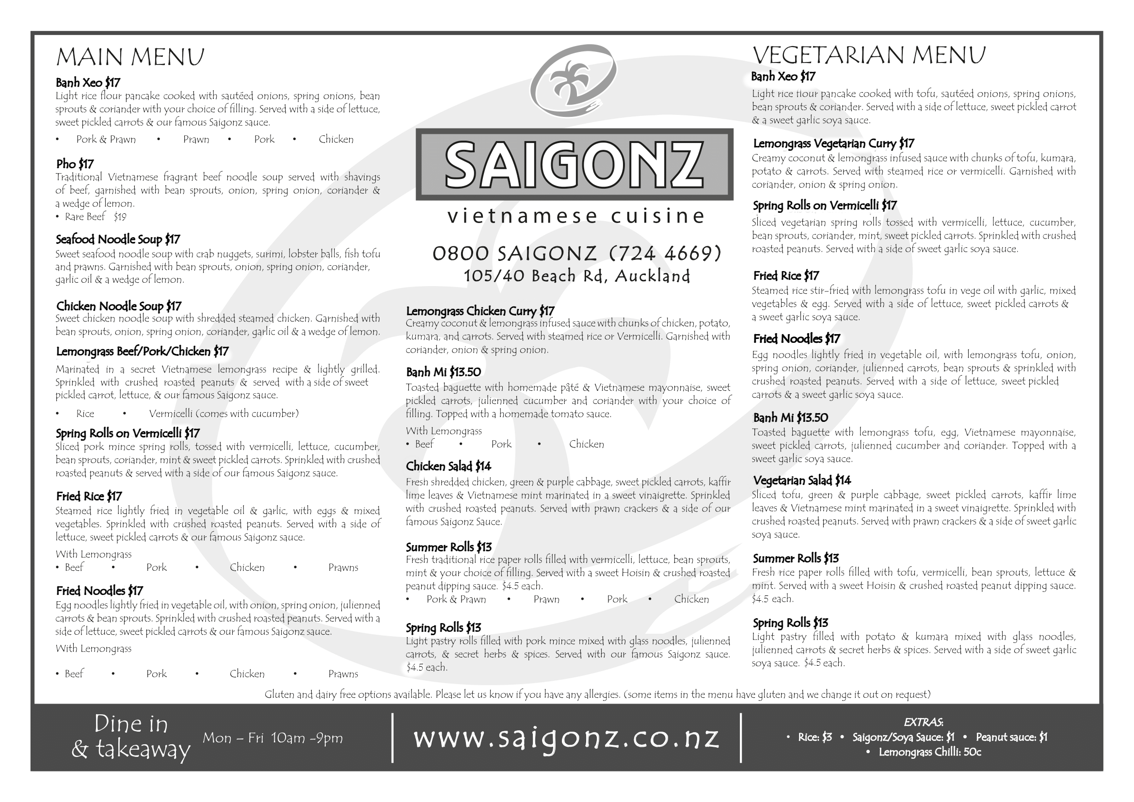 takeaway menu