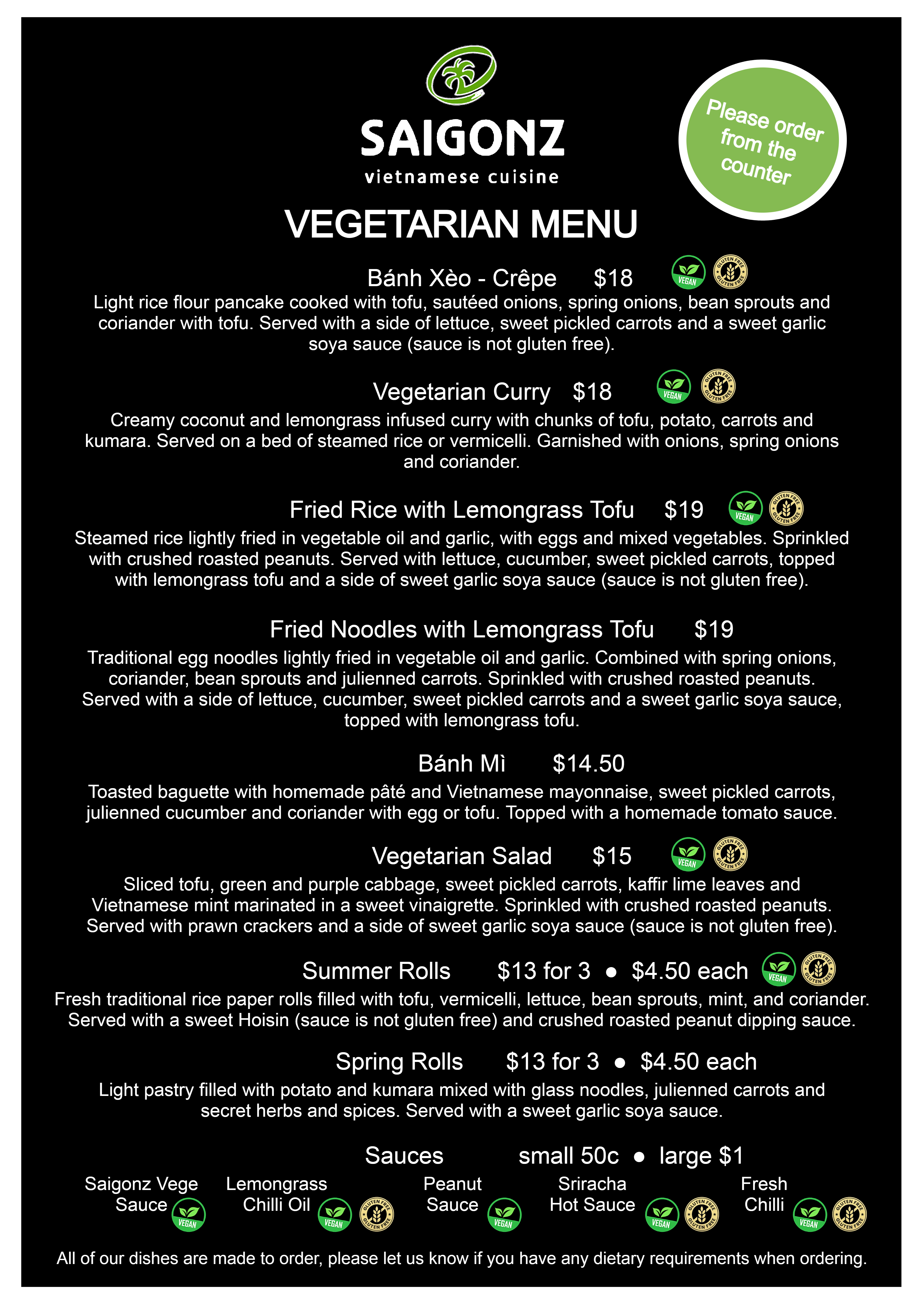 Vegetarian Menu
